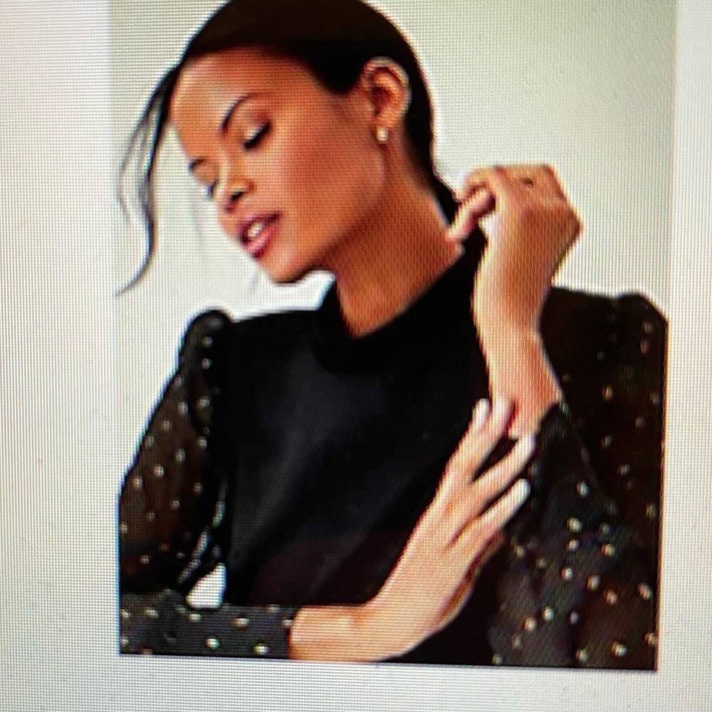 Ann Taylor Shimmer Clip Sleeve Mixed Media Top